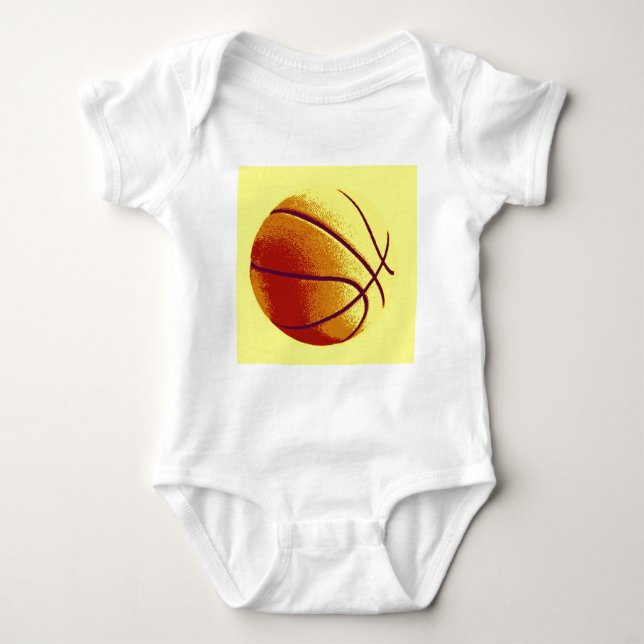 Yellow Orange Pop Art Basketball Baby Strampler (Vorderseite)
