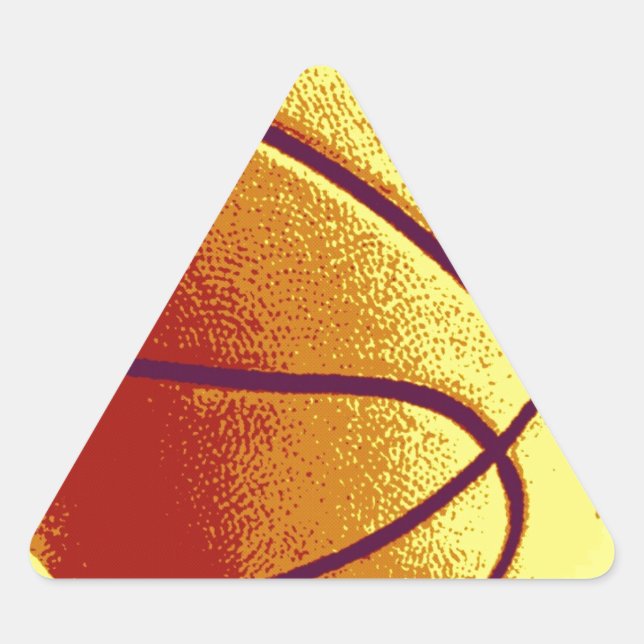 Yellow Orange Pop Art Basketball Dreieckiger Aufkleber (Vorderseite)