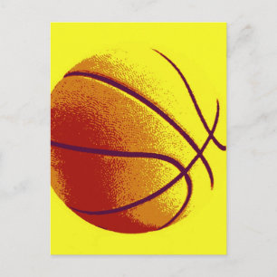 Yellow Orange Pop Art Basketball Postkarte