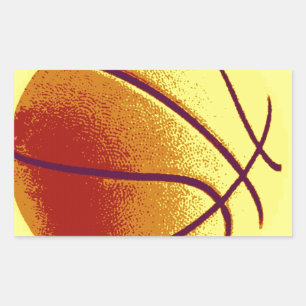 Yellow Orange Pop Art Basketball Rechteckiger Aufkleber