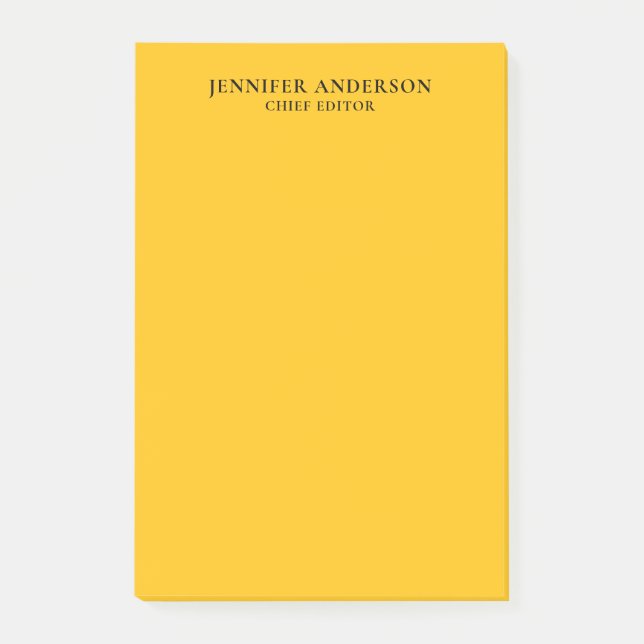 Yellow Orange Professional Modern Plain Minimalist Post-it Klebezettel (Vorderseite)