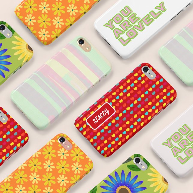 Yellow Orange Retro 70er Daisies Case-Mate iPhone Hülle (Von Creator hochgeladen)