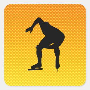 Yellow Orange Speed Skater Quadratischer Aufkleber