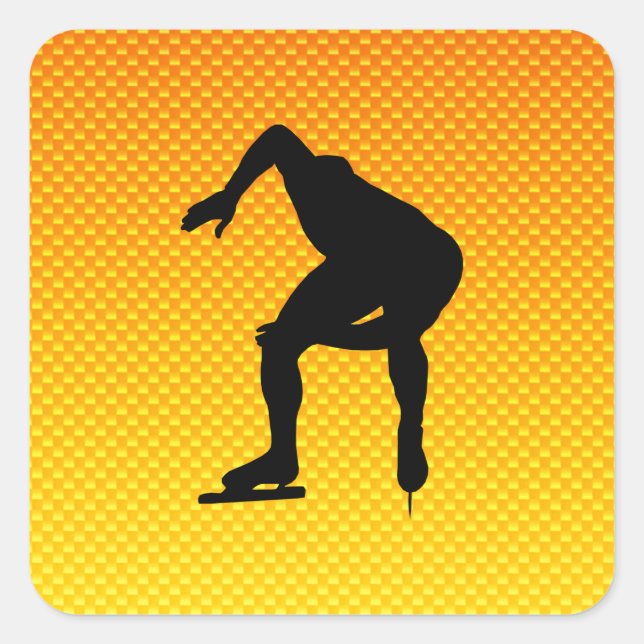 Yellow Orange Speed Skater Quadratischer Aufkleber (Vorderseite)