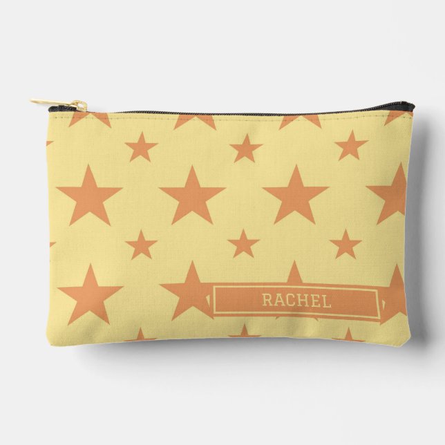 Yellow Orange Stars Pattern Constellation Pencil Zubehörtasche (Vorderseite)