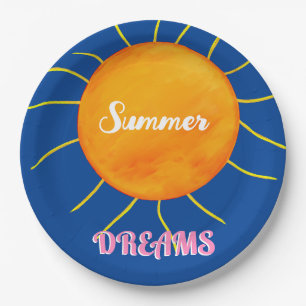 Yellow Orange Sun Summer Dreams Pappteller