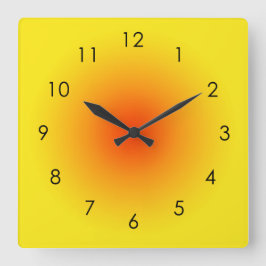 Yellow Orange Sunny Gradient Ombre Aura Quadratische Wanduhr