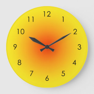 Yellow Orange Sunny Gradient Ombre Große Wanduhr