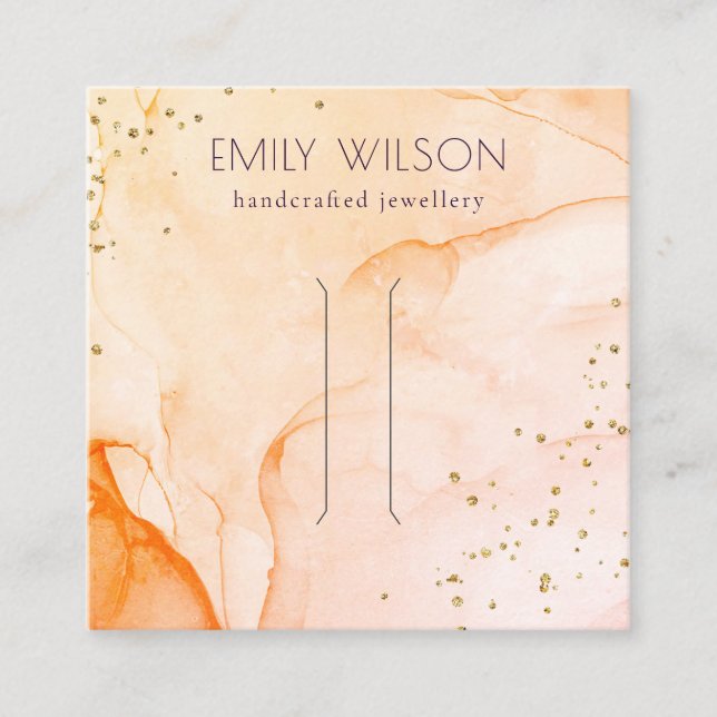 Yellow Orange Watercolor Textur Haarschnitt Displa Quadratische Visitenkarte (Vorderseite)