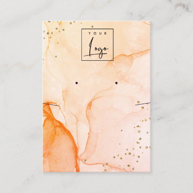 Yellow Orange Watercolor Textur Ohrring-Kette Visitenkarte (Vorderseite)