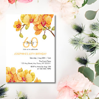 Yellow Orchid Blume Botanischer Geburtstag Einladung
