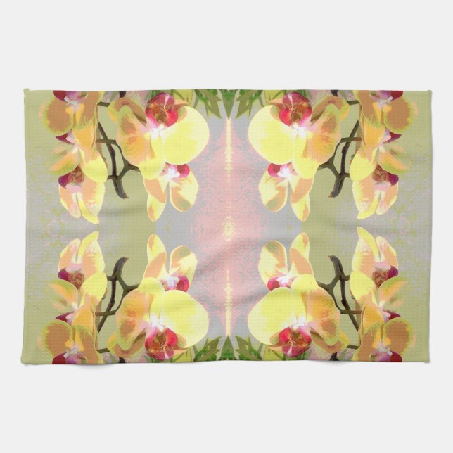 Yellow Orchids Pattern Geschirrtuch (Horizontal)