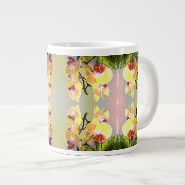 Yellow Orchids Pattern Jumbo-Tasse (Vorderseite Rechts)