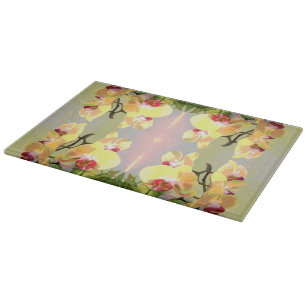 Yellow Orchids Pattern Schneidebrett