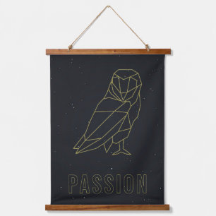 Yellow origami owl Affirmative poster. Leidenschaf Wandteppich Mit Holzrahmen