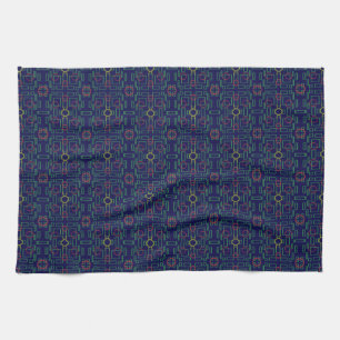 Yellow Ovals Kitchenette Handtücher mit blauer Geo