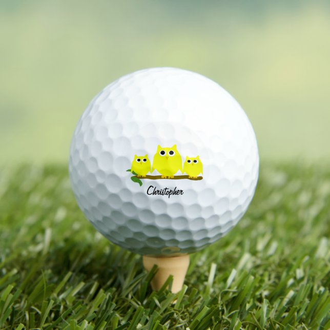 Yellow Owl Design Personalisiert Golfball (Insitu T-Shirt)