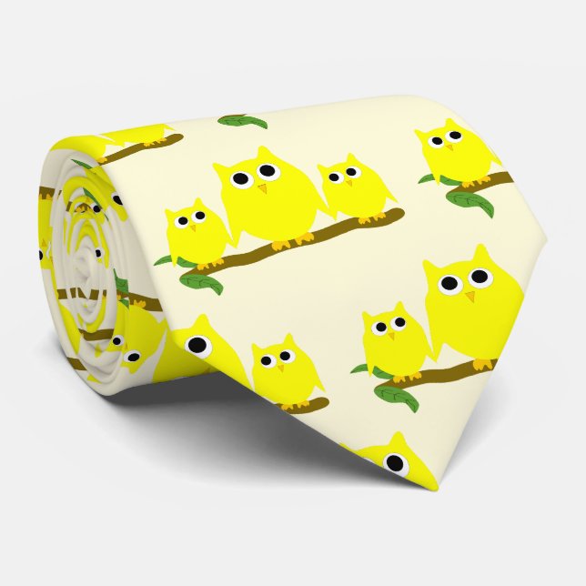 Yellow Owls Design Any Colour Background Krawatte (Gerollt)