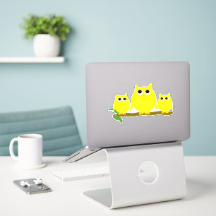 Yellow Owls Design Aufkleber