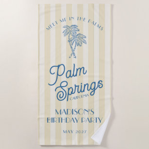 Yellow Palm Springs Pastel Beach Geburtstagsparty Strandtuch