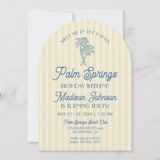 Yellow Palm Springs Pastel Beach Geburtstagswoche Einladung