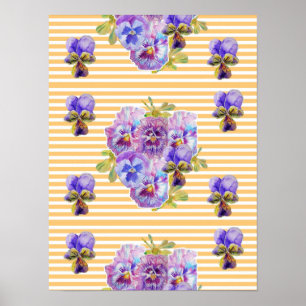 Yellow Pansy Blume Blume Shabby Chic Poster