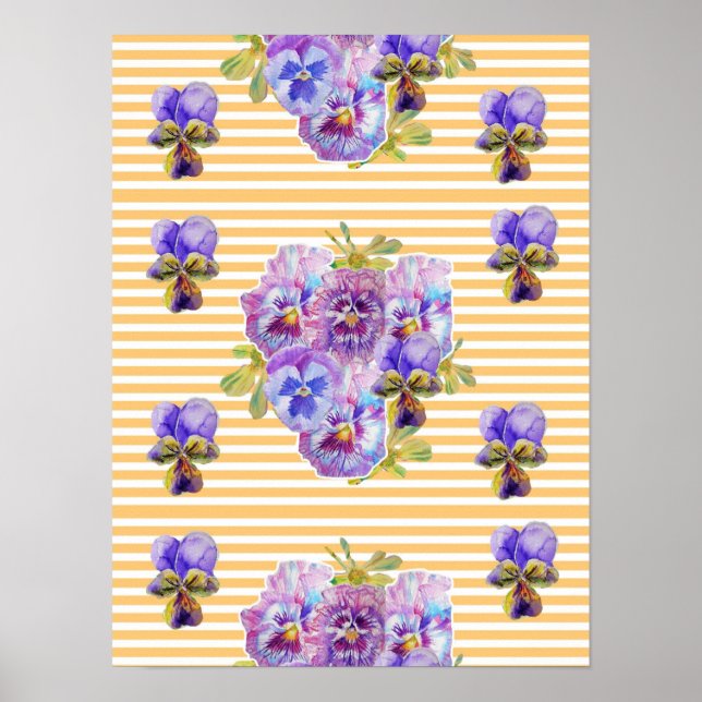 Yellow Pansy Blume Blume Shabby Chic Poster (Vorne)