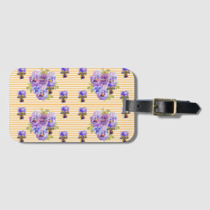 Yellow Pansy Viola Floral Art Pattern Gepäckmarke Gepäckanhänger