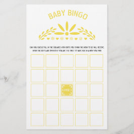 Yellow Papado Picado Baby Boy Dusche Bingo Spiel Flyer
