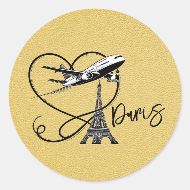 Yellow Paris Passport Runder Aufkleber (Vorderseite)