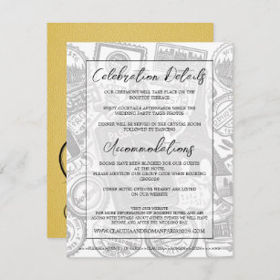 Yellow Paris Passport Wedding Begleitkarte
