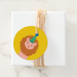 Yellow Party Animal Lion Birthday Party Geschenkanhänger