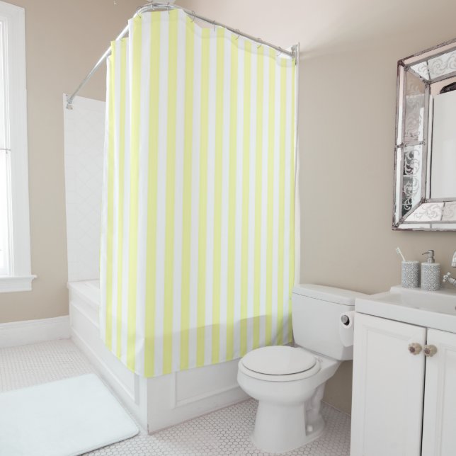 Yellow Pastel Stripes Pattern Modern Geometric Duschvorhang (Beispiel)