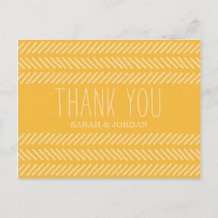 Yellow Pattern Wedding Danke Postcard Postkarte