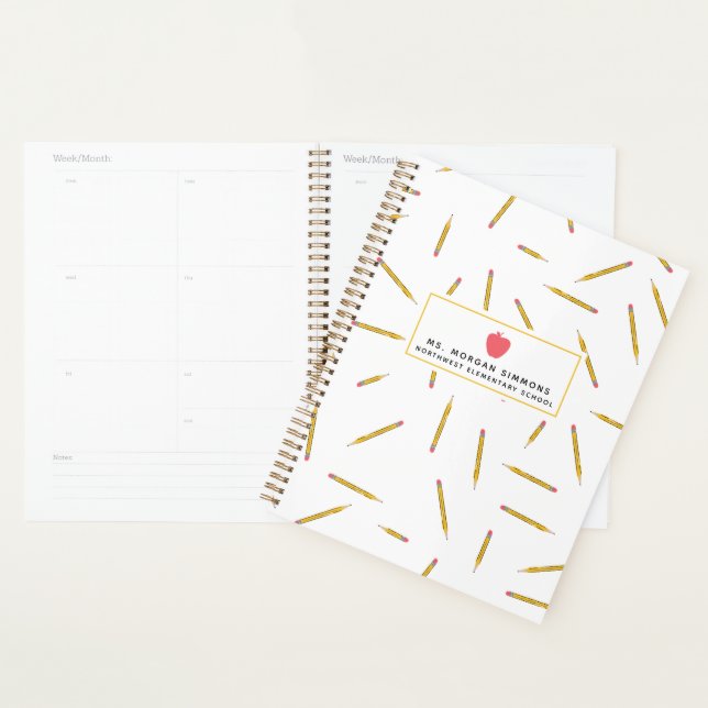 Yellow Pencils Pink Apple Lehrer Planner Planer (Anzeige)