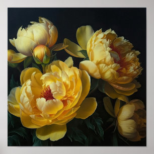 Yellow Peongs Blume Art Print Poster
