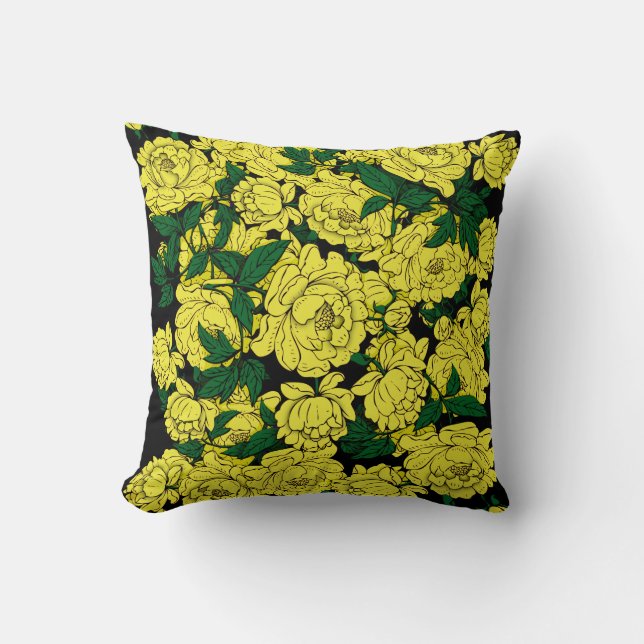 Yellow Peonies Kissen (Vorderseite)