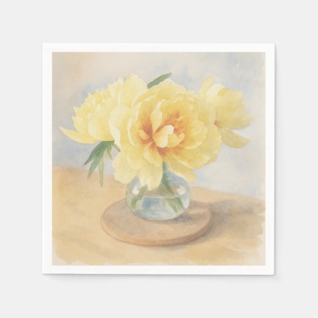 Yellow Peonies - Napkins Serviette (Vorderseite)