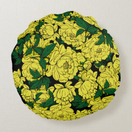 Yellow Peonies Rundes Kissen