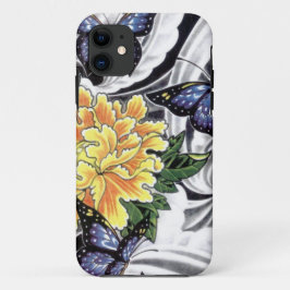 Yellow Peony and Butterfly Tattoo Design Case-Mate iPhone Hülle