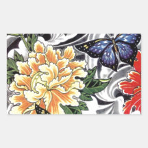 Yellow Peony and Butterfly Tattoo Design