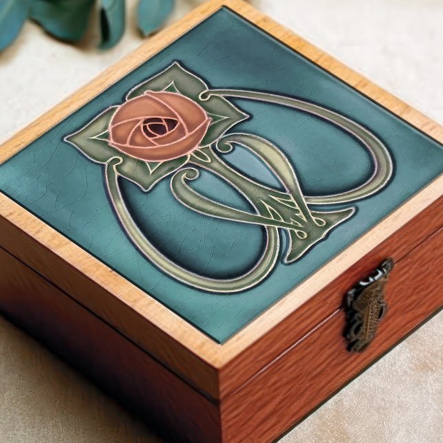 Yellow Peony Blaue Dekoration Jugendstil Art Deco Fliese (Von Creator hochgeladen)