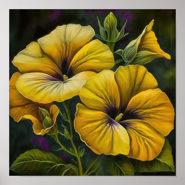 Yellow Petunias Blume Art Print Poster (Vorne)