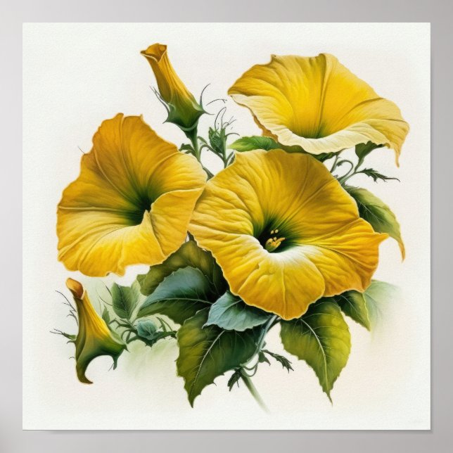 Yellow Petunias Blume Art Print Poster (Vorne)