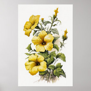 Yellow Petunias Blume Art Print Poster