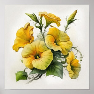 Yellow Petunias Blume Art Print Poster