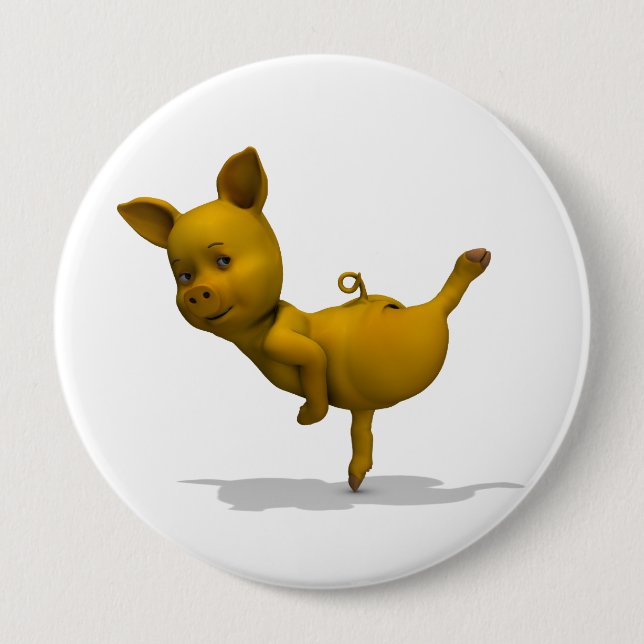 Yellow Pig Arabesque Button (Vorderseite)
