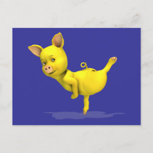 Yellow Pig Arabesque Postkarte