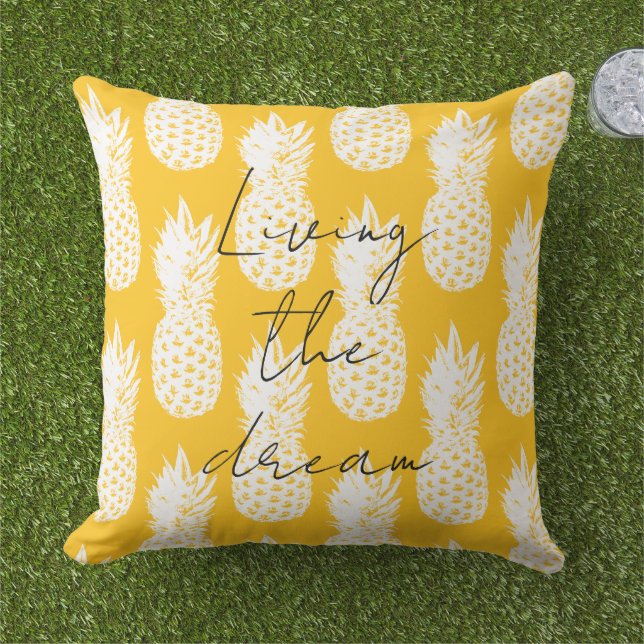 Yellow pineapple pattern big outdoor pillow kissen (Gras)