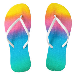 Yellow Pink Blue Aqua Aqua Moderner Strand Flip Flops